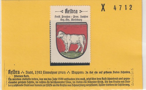Reklamemarke wappen von kelbra - reklamemarke,